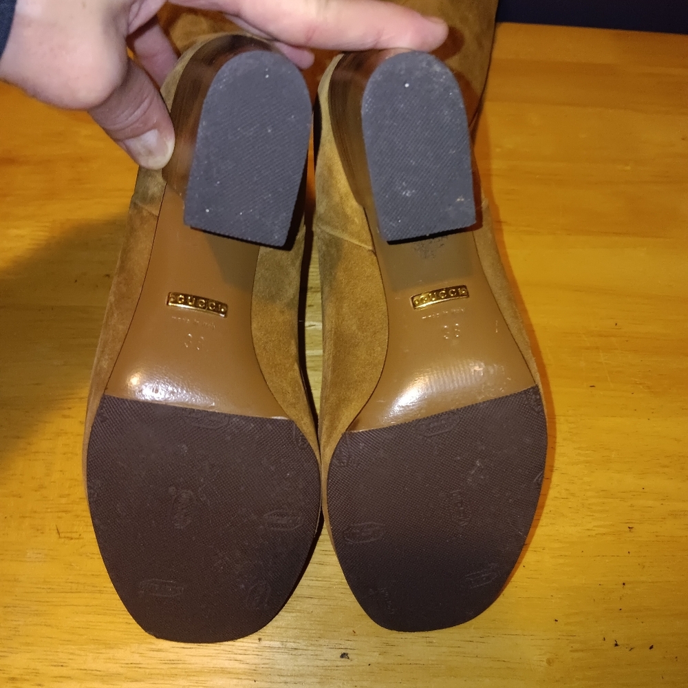 Gucci GG Suede Heeled Boots Size 38 - Picture 4 of 5